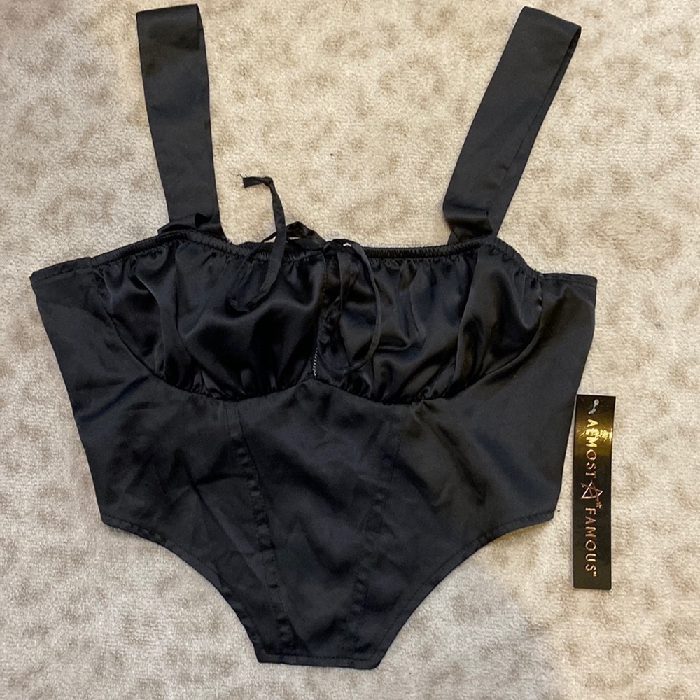 Almost Famous Satin Corset Crop Top